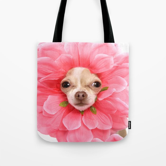 Chihuahua Flower Tote Bag