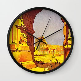 To ROME by Train "Rome Express" Vintage PLM Railways Travel Poster Wall Clock