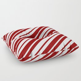 [ Thumbnail: Mint Cream & Dark Red Colored Striped Pattern Floor Pillow ]