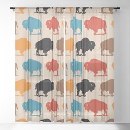 Buffalo Bison Pattern 278 Sheer Curtain