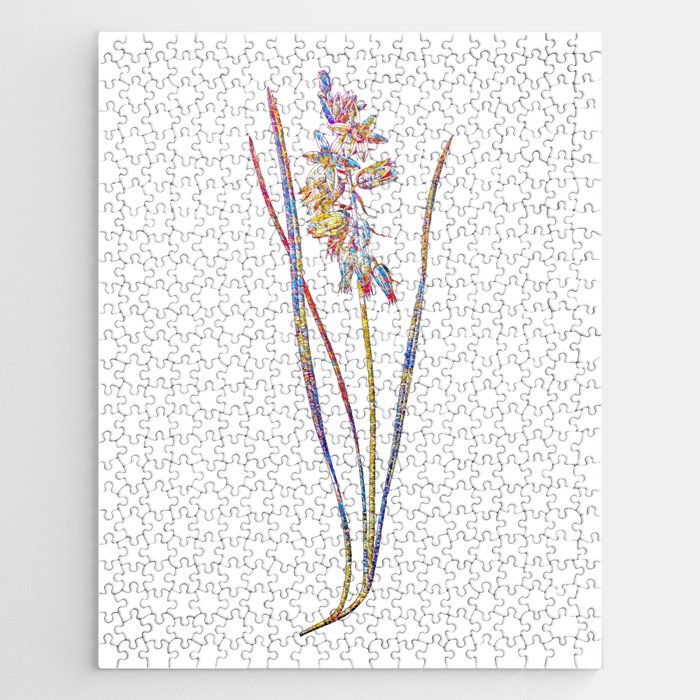 Floral Drooping Star of Bethlehem Mosaic on White Jigsaw Puzzle