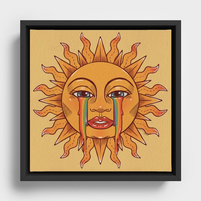 Sad Sun Framed Canvas