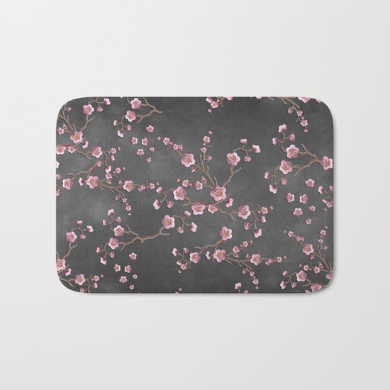 SAKURA LOVE - GRUNGE BLACK Bath Mat