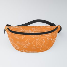 Orange and White Toys Outline Pattern Fanny Pack