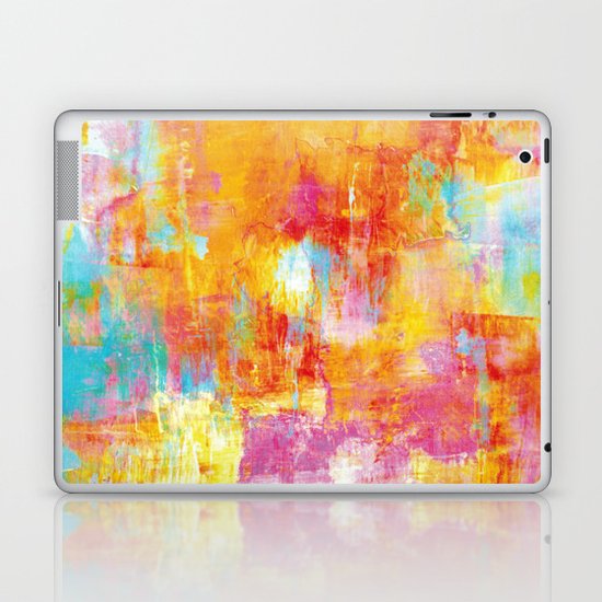OFF THE GRID Colorful Pastel Neon Abstract Watercolor Acrylic Textural Art Painting Nature Rainbow Laptop & iPad Skin