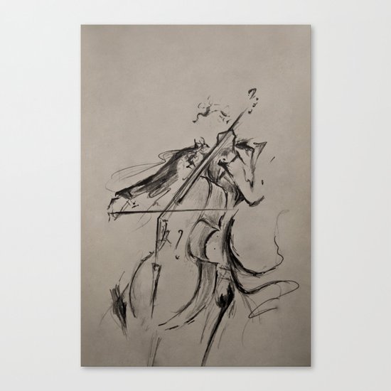 The Cellist (Sketch) Canvas Print