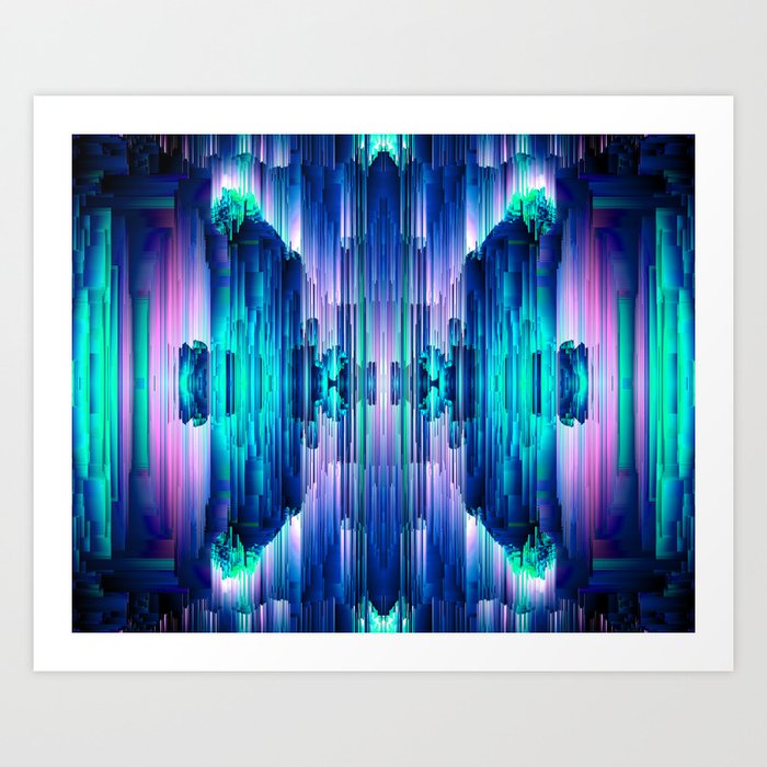 Cavernous Glitch Abstract Pixel Art Art Print