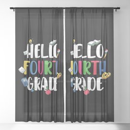 Hello Fourth Grade Back To School Sheer Curtain