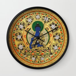 Blue Meditation Tibetan Buddhist Thangka Wall Clock