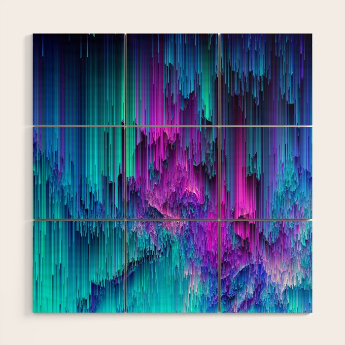 Neon Drifting Pixel Art Wood Wall By Jenniferbradford Society6 Neon Drifting Pixel Art Wood Wall