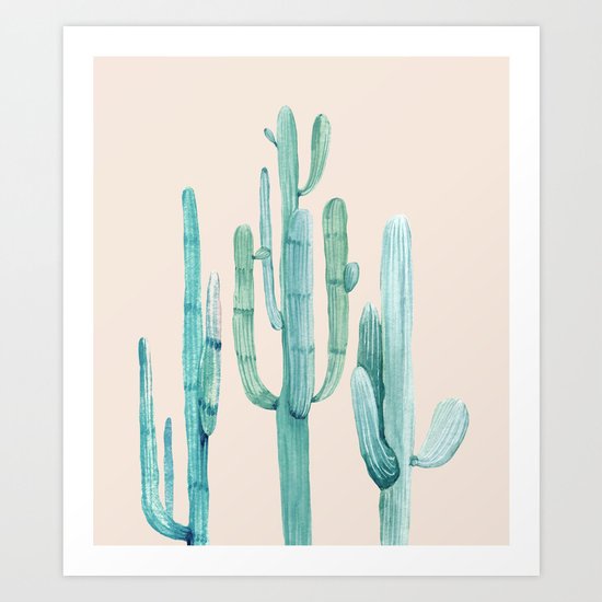 Three Amigos Turquoise + Coral Art Print