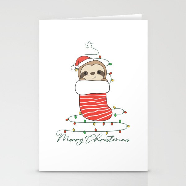 Sloth Christmas Snow Winter Animals Sloths Stationery Cards