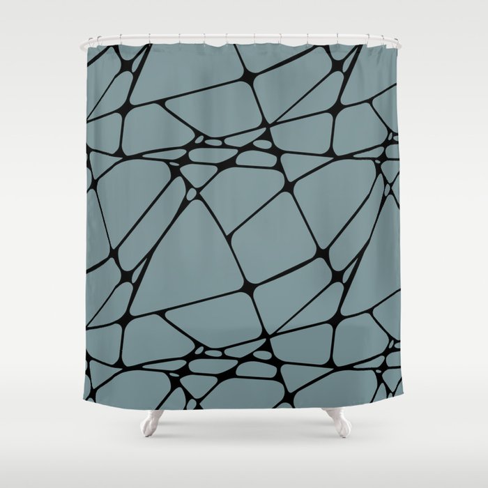 Black and Blue Abstract Mosaic Pattern 1 Pairs Farrow & Ball 2022 Popular Color Stone Blue 86 Shower Curtain