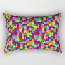 Autism Acceptance and Awareness Spectrum Rainbow Puzzle Pieces Rectangular Pillow