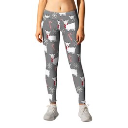 Christmas Candy Goat Leggings | Merrychristmas, Aanimal, Holidays, Kids, Goatwithscarf, Scandinavian, White, Goat, Red, Christmascandy 