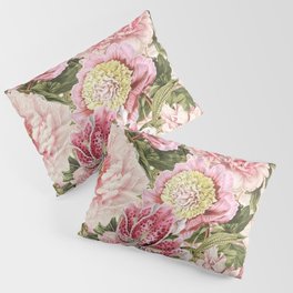 Vintage & Shabby Chic Floral Peony & Lily Flowers Watercolor Pattern Pillow Sham