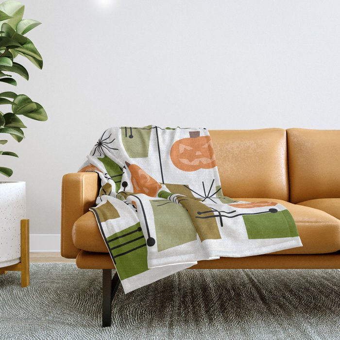 Halloween Mid Century Modern Throw Blanket