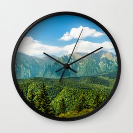 Carpathian Mountains Landscape, Summer Travel Landscape, Transylvania Mountains, Forests Of Romania Wall Clock