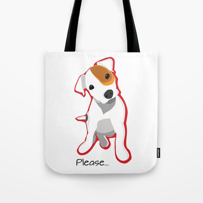 "Please" Jack Russell Terrier Puppy Tote Bag