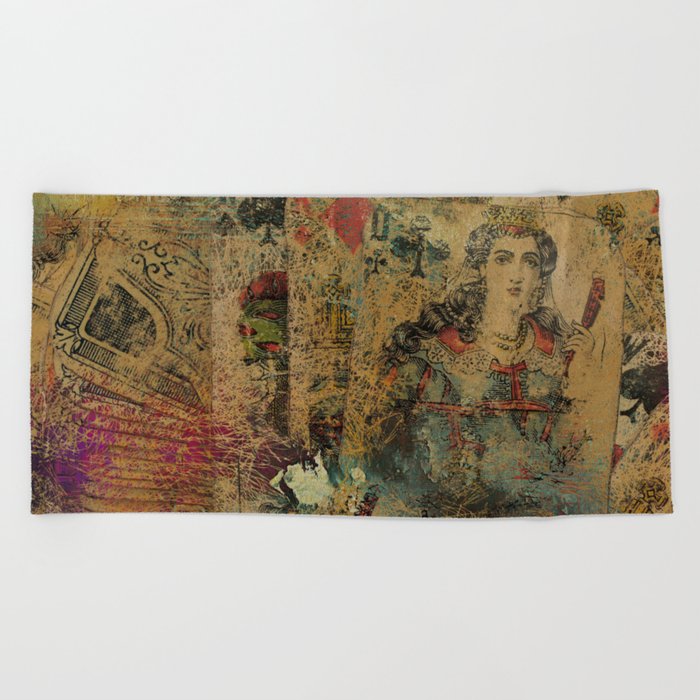 Abstract  Vintage Playing Cards Digital art Beach Towel
