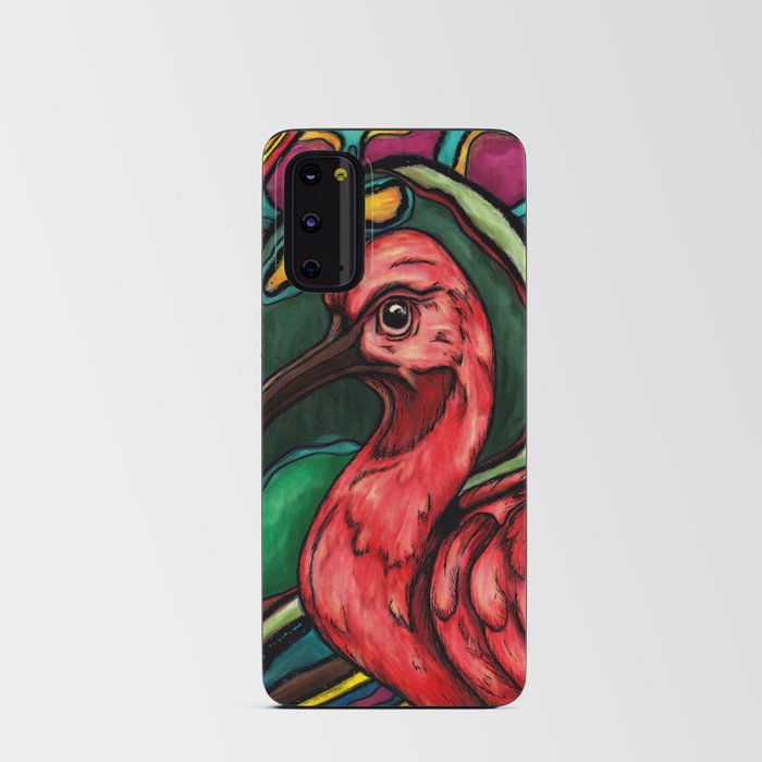 Scarlet ibis painting, red tropical bird in jungle Android Card Case