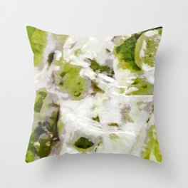 Innocent: a lime green and white abstract Throw Pillow