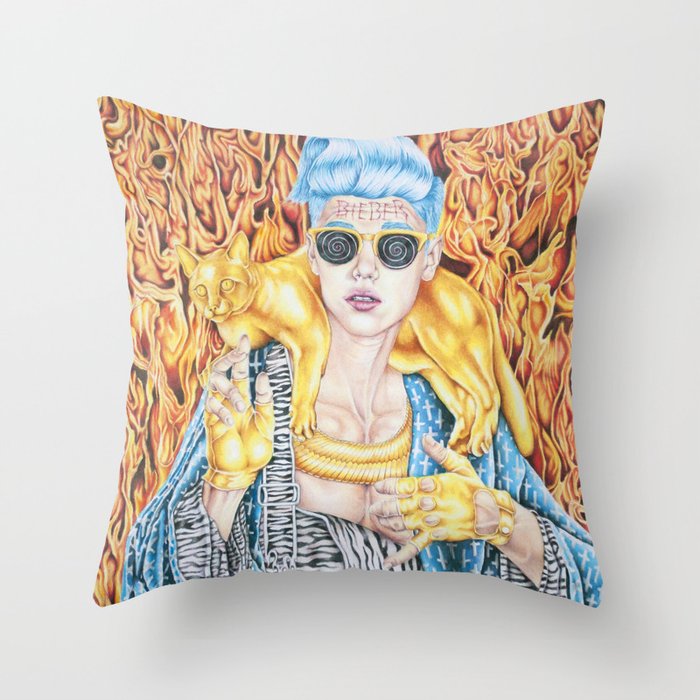 J.B. and the Golden Pussy Throw Pillow
