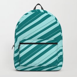 [ Thumbnail: Teal & Turquoise Colored Lines/Stripes Pattern Backpack ]