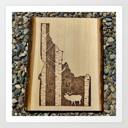 Idaho Elk in Aspen Art Print | Collage, Aspen, Hiking, Nature, Wilderness, Idahohunter, Pyrography, Elk, Elkhunter, Trees 