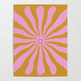 Cute Retro Sun Face  Poster