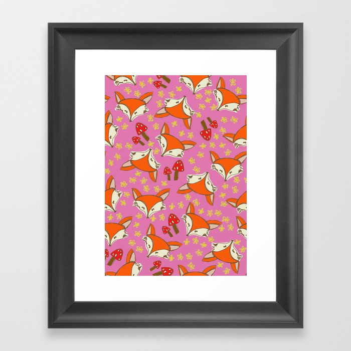 Foxy floral Framed Art Print