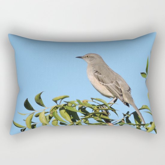 Northern Mockingbird Looks South Rectangular Pillow