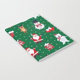 Christmas Seamless Pattern with Snowman, Reindeer and Santa Claus 04 Notebook