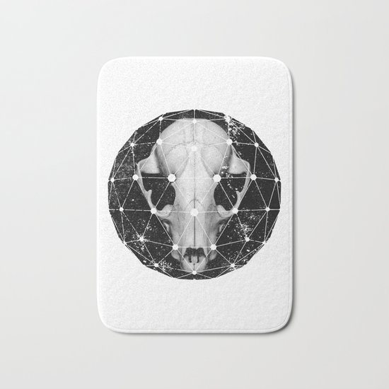 geometric raccoon skull Bath Mat