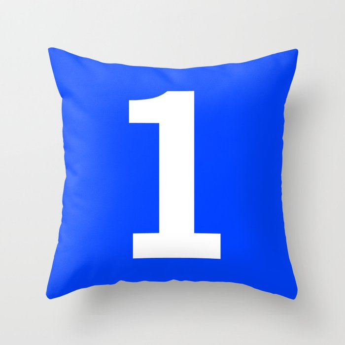 Number 1 (White & Blue) Throw Pillow