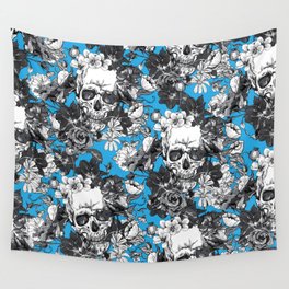 SKULLS - blue - Wall Tapestry