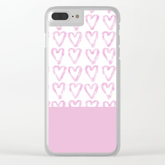 Heart Pattern Pink Clear iPhone Case