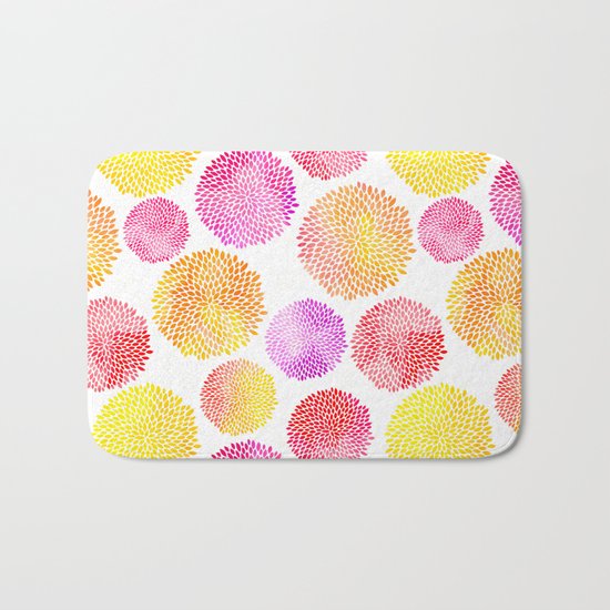 Yellow Red Purple Fireworks Bath Mat