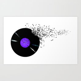 Vinyl with music notes Art Print