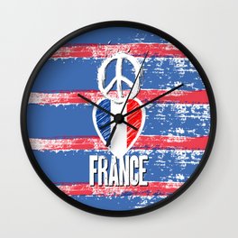 Peace, Love, France Wall Clock