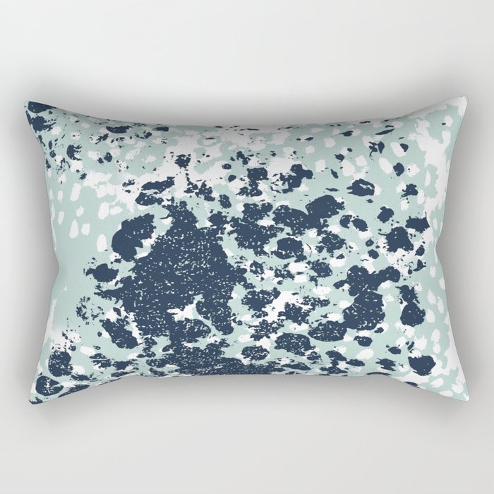 Izzie - abstract painting navy mint white trendy color palette summer bright decor Rectangular Pillow