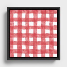 Red watercolour gingham  Framed Canvas