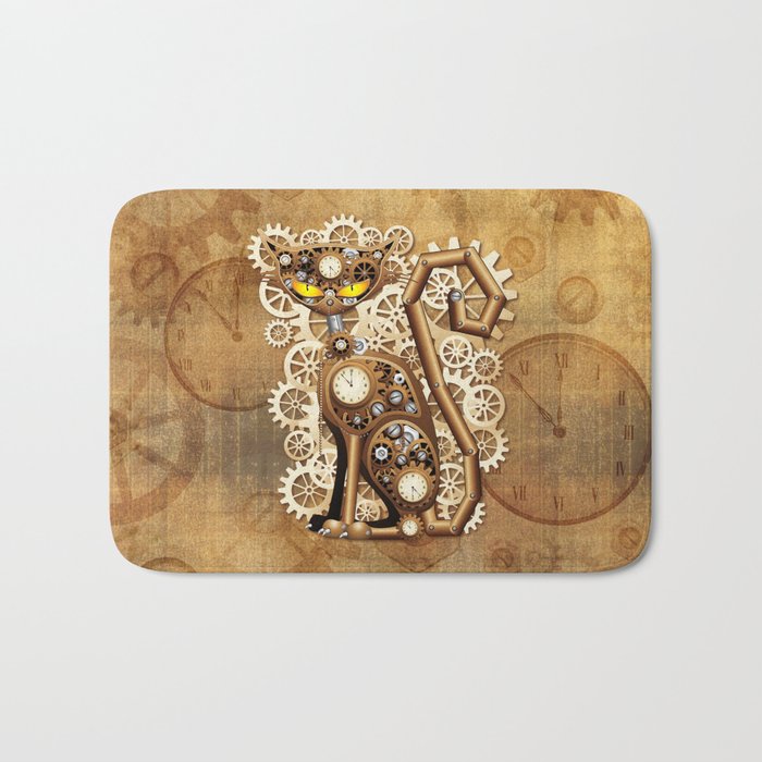 Steampunk Cat Vintage Style Bath Mat