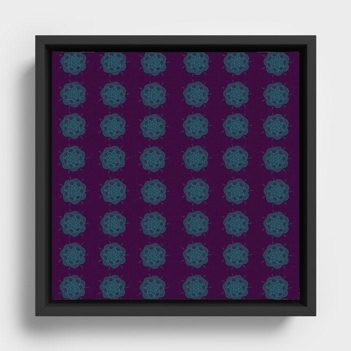 Turquoise Flowers Framed Canvas
