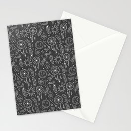 Dark Grey And White Hand Drawn Boho Pattern Stationery Card