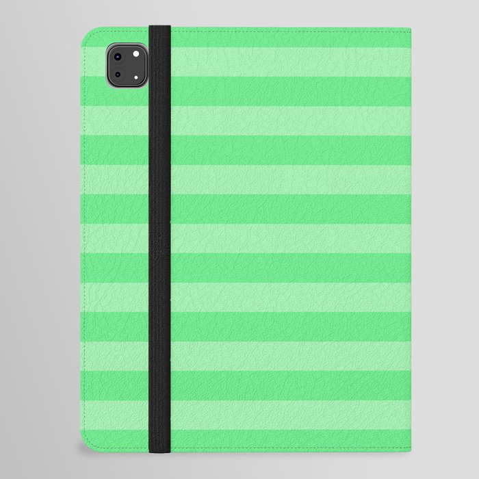 Algae Green Horizontal Summer Cabana Beach Picnic Stripes iPad Folio Case