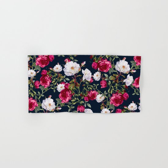 Vintage Roses on Darkblue Hand & Bath Towel