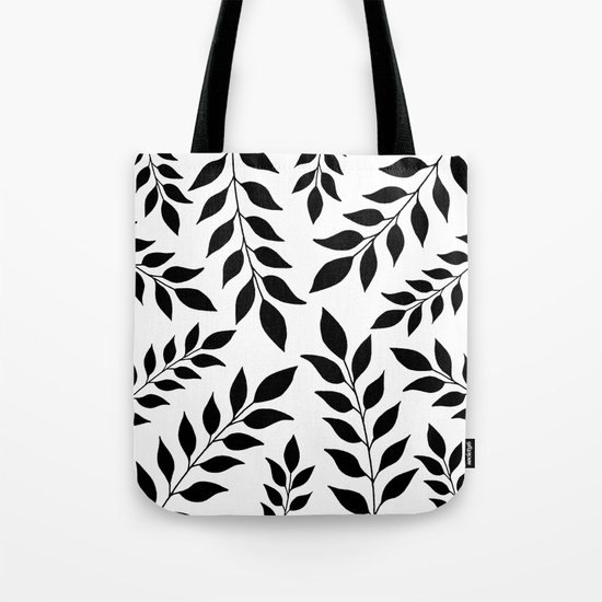 Black Leaves Pattern Tote Bag