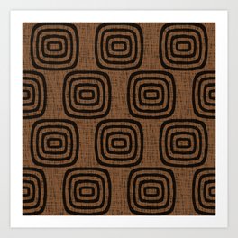 Mud Cloth Concentric Pattern 772 Black and Brown Art Print