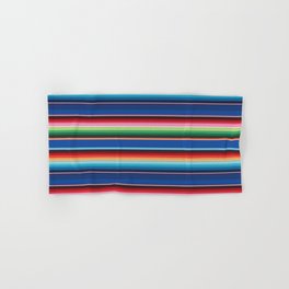 Deep blue mexican blanket poncho serape saltillo stripes Hand & Bath Towel